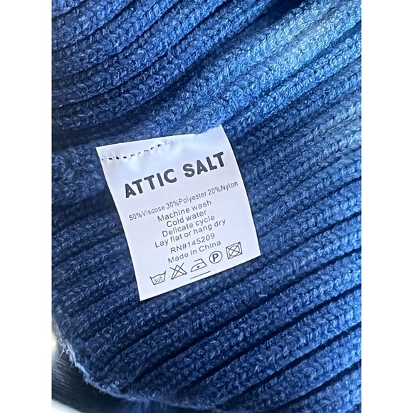 New -Attic Salt Blue Ombre Beanie Hat -Ribbed Knit Cap -Soft Warm Unisex Winter - Picture 7 of 9